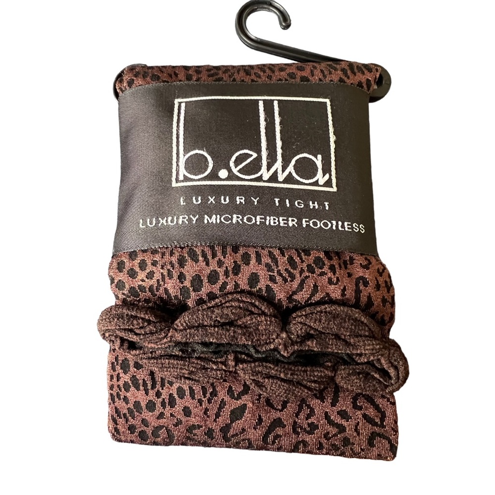 B.Ella Luxury Italian Tights Microfiber Footless Leopard Espresso Size Small